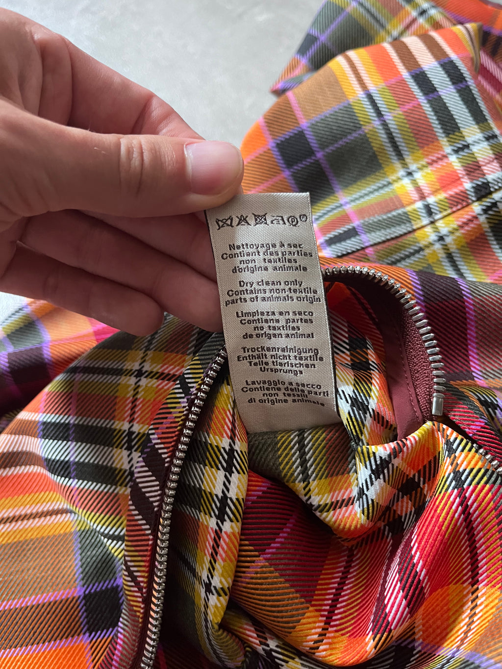 F/W 2021 Hermes Checkered Half Zip Oversize Jacket Orange Men - S