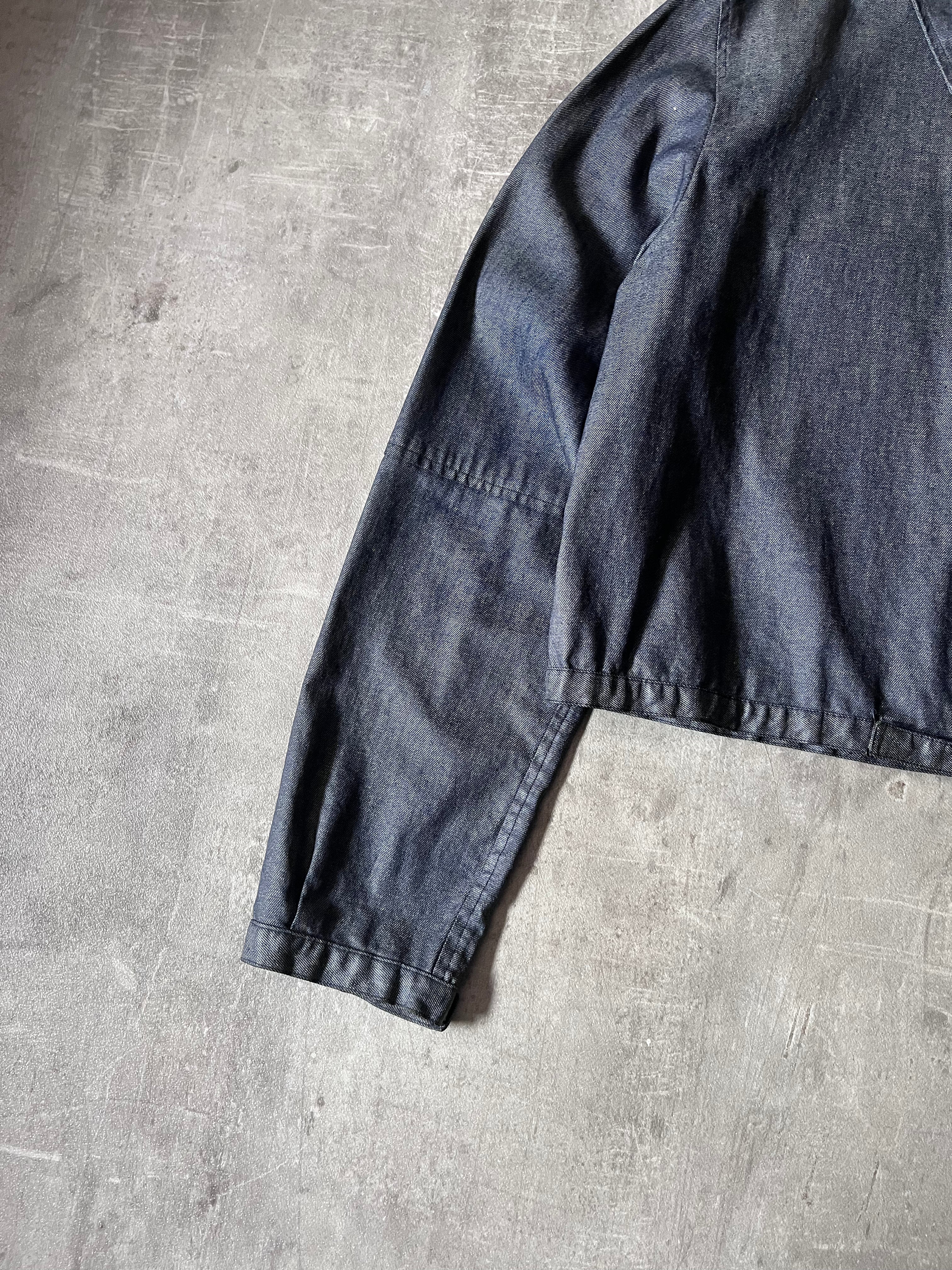 90s Carol Christian Poell Denim Polyurethane Waxed Cropped Jacket Blue Men - M