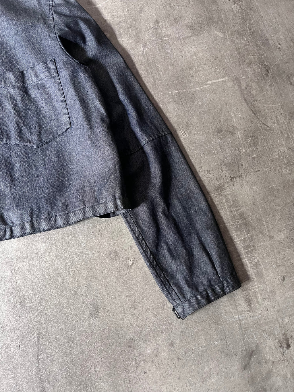90s Carol Christian Poell Denim Polyurethane Waxed Cropped Jacket Blue Men - M