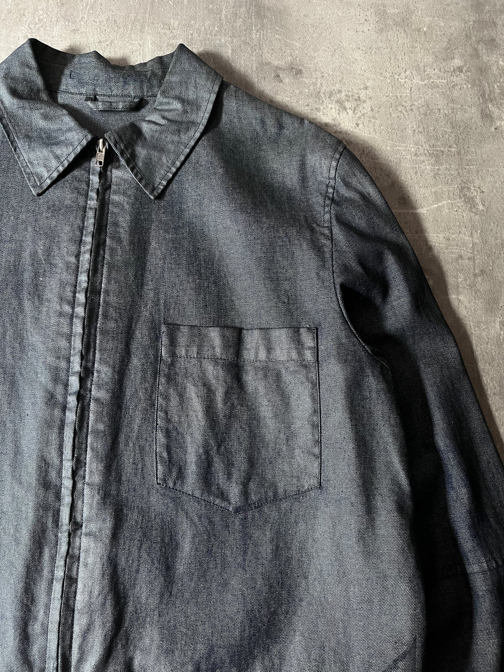 90s Carol Christian Poell Denim Polyurethane Waxed Cropped Jacket Blue Men - M