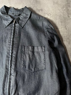 90s Carol Christian Poell Denim Polyurethane Waxed Cropped Jacket Blue Men - M