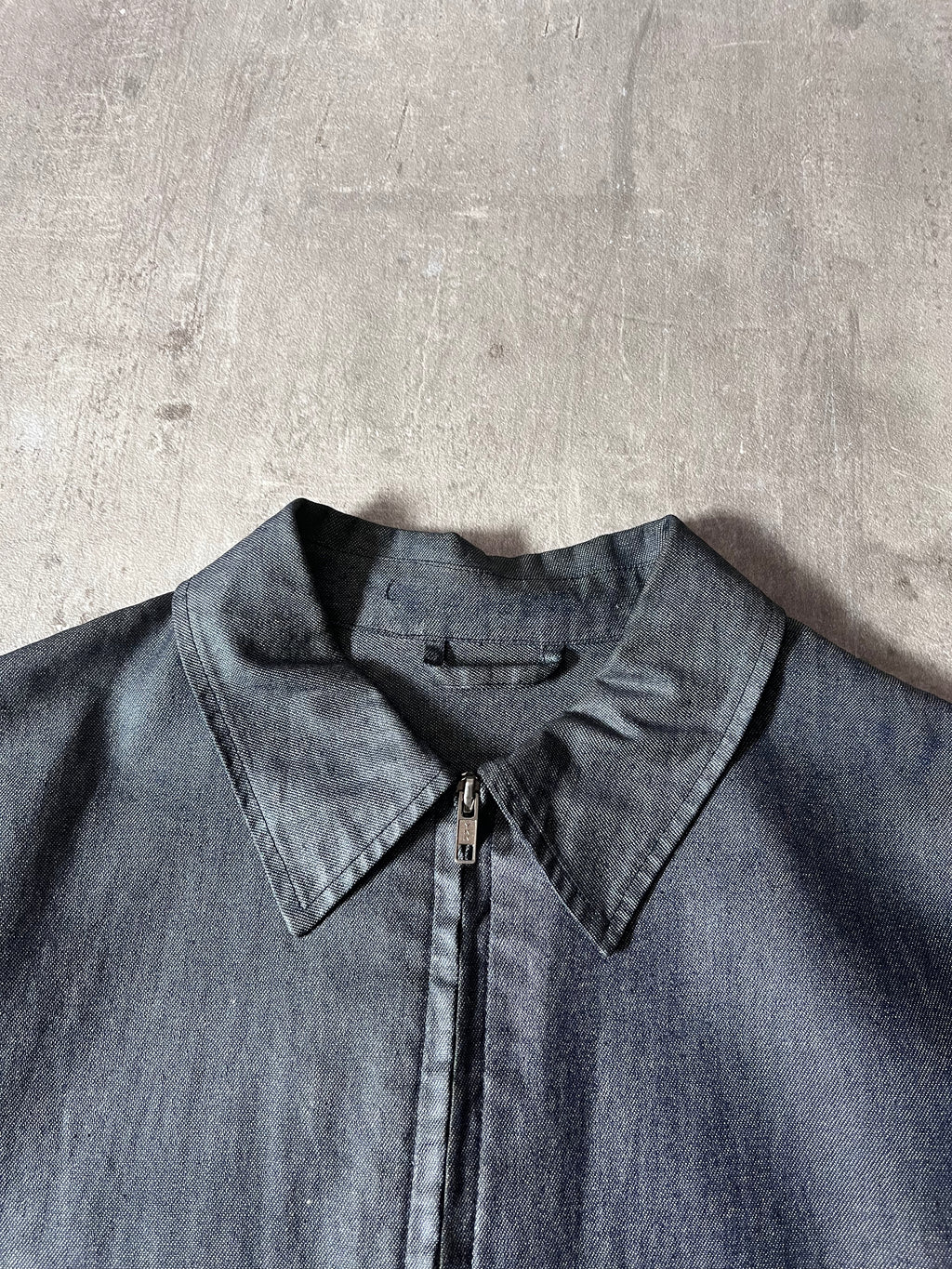90s Carol Christian Poell Denim Polyurethane Waxed Cropped Jacket Blue Men - M