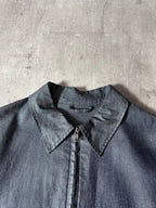 90s Carol Christian Poell Denim Polyurethane Waxed Cropped Jacket Blue Men - M