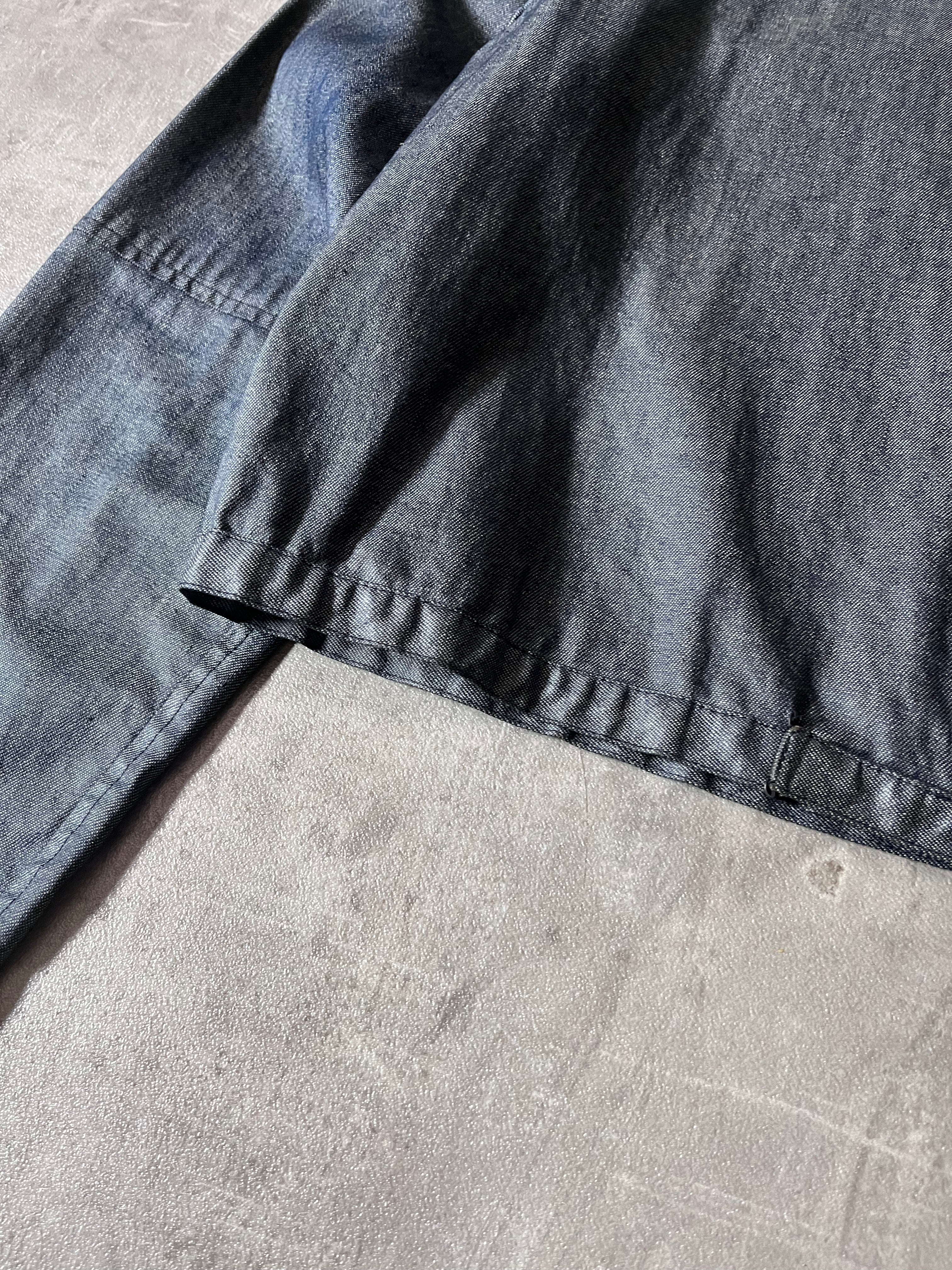 90s Carol Christian Poell Denim Polyurethane Waxed Cropped Jacket Blue Men - M