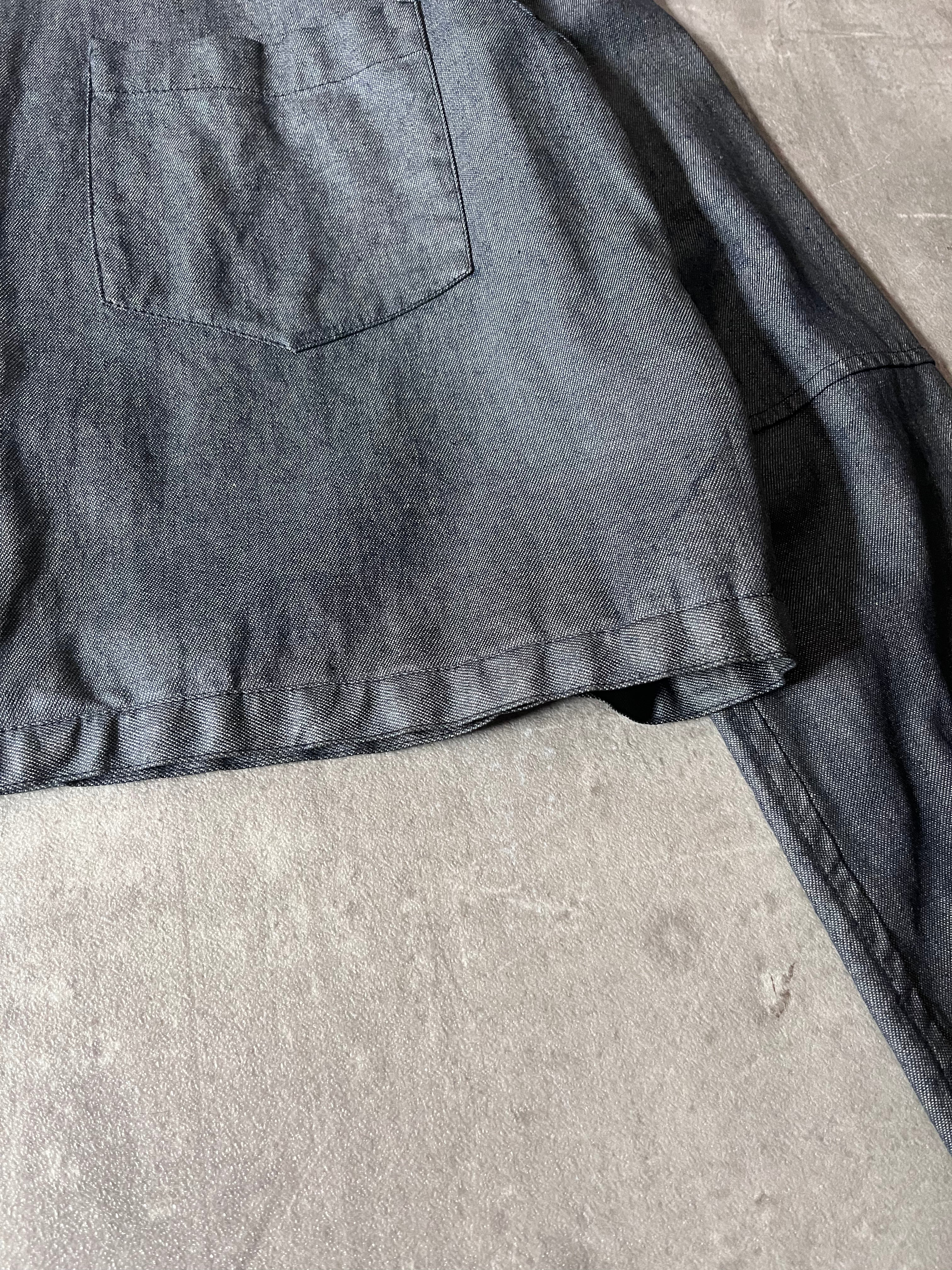 90s Carol Christian Poell Denim Polyurethane Waxed Cropped Jacket Blue Men - M