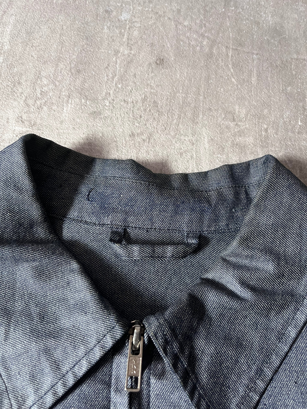 90s Carol Christian Poell Denim Polyurethane Waxed Cropped Jacket Blue Men - M