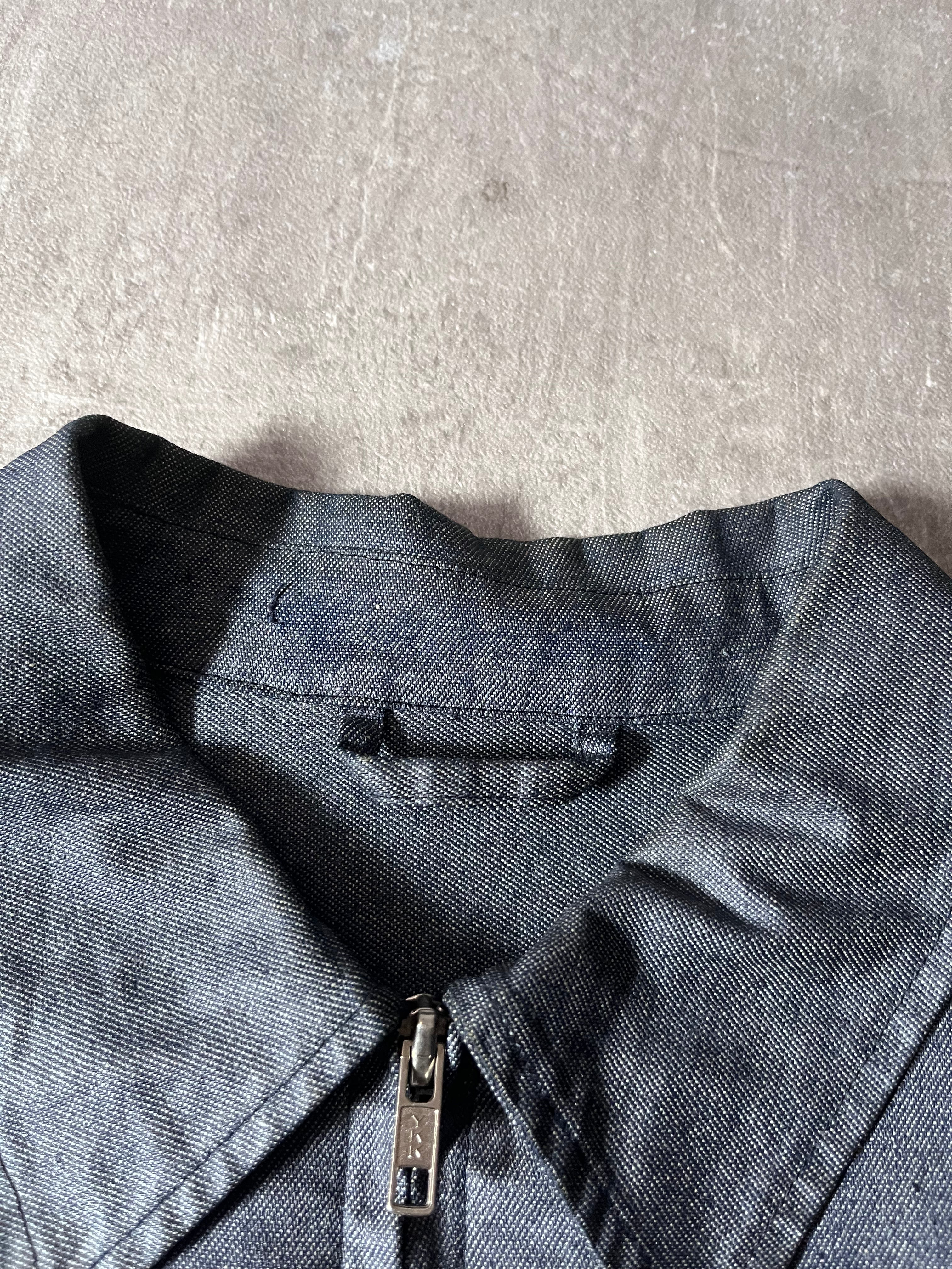 90s Carol Christian Poell Denim Polyurethane Waxed Cropped Jacket Blue Men - M