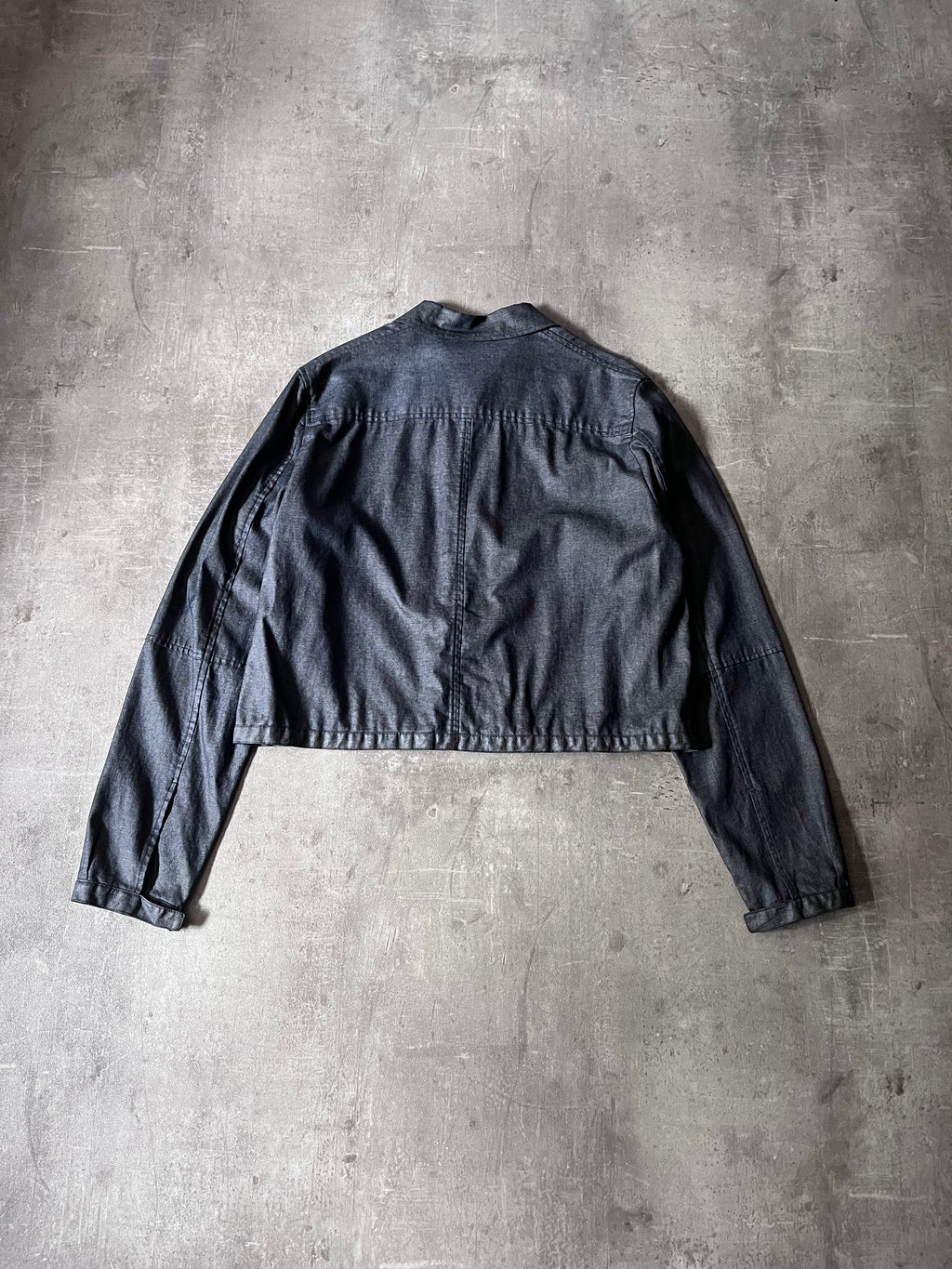 90s Carol Christian Poell Denim Polyurethane Waxed Cropped Jacket Blue Men - M