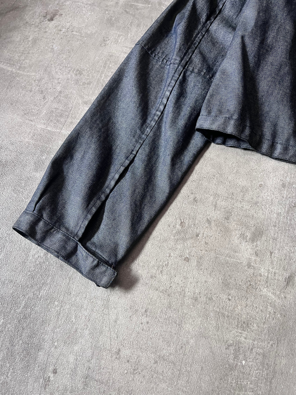 90s Carol Christian Poell Denim Polyurethane Waxed Cropped Jacket Blue Men - M