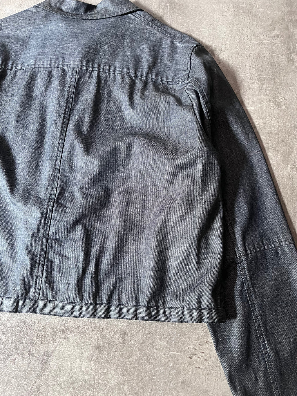 90s Carol Christian Poell Denim Polyurethane Waxed Cropped Jacket Blue Men - M