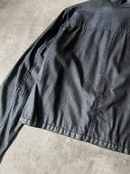 90s Carol Christian Poell Denim Polyurethane Waxed Cropped Jacket Blue Men - M