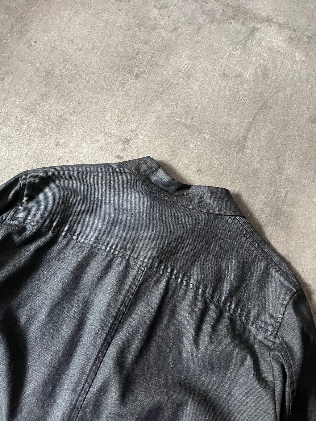 90s Carol Christian Poell Denim Polyurethane Waxed Cropped Jacket Blue Men - M