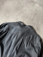 90s Carol Christian Poell Denim Polyurethane Waxed Cropped Jacket Blue Men - M