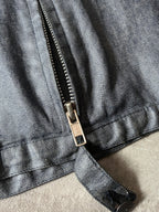 90s Carol Christian Poell Denim Polyurethane Waxed Cropped Jacket Blue Men - M