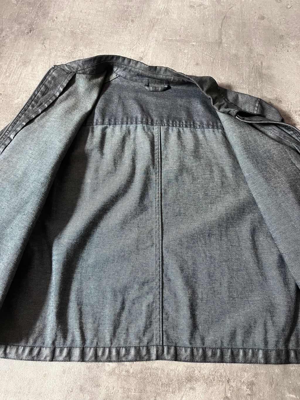 90s Carol Christian Poell Denim Polyurethane Waxed Cropped Jacket Blue Men - M