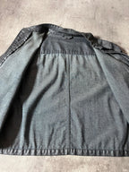 90s Carol Christian Poell Denim Polyurethane Waxed Cropped Jacket Blue Men - M
