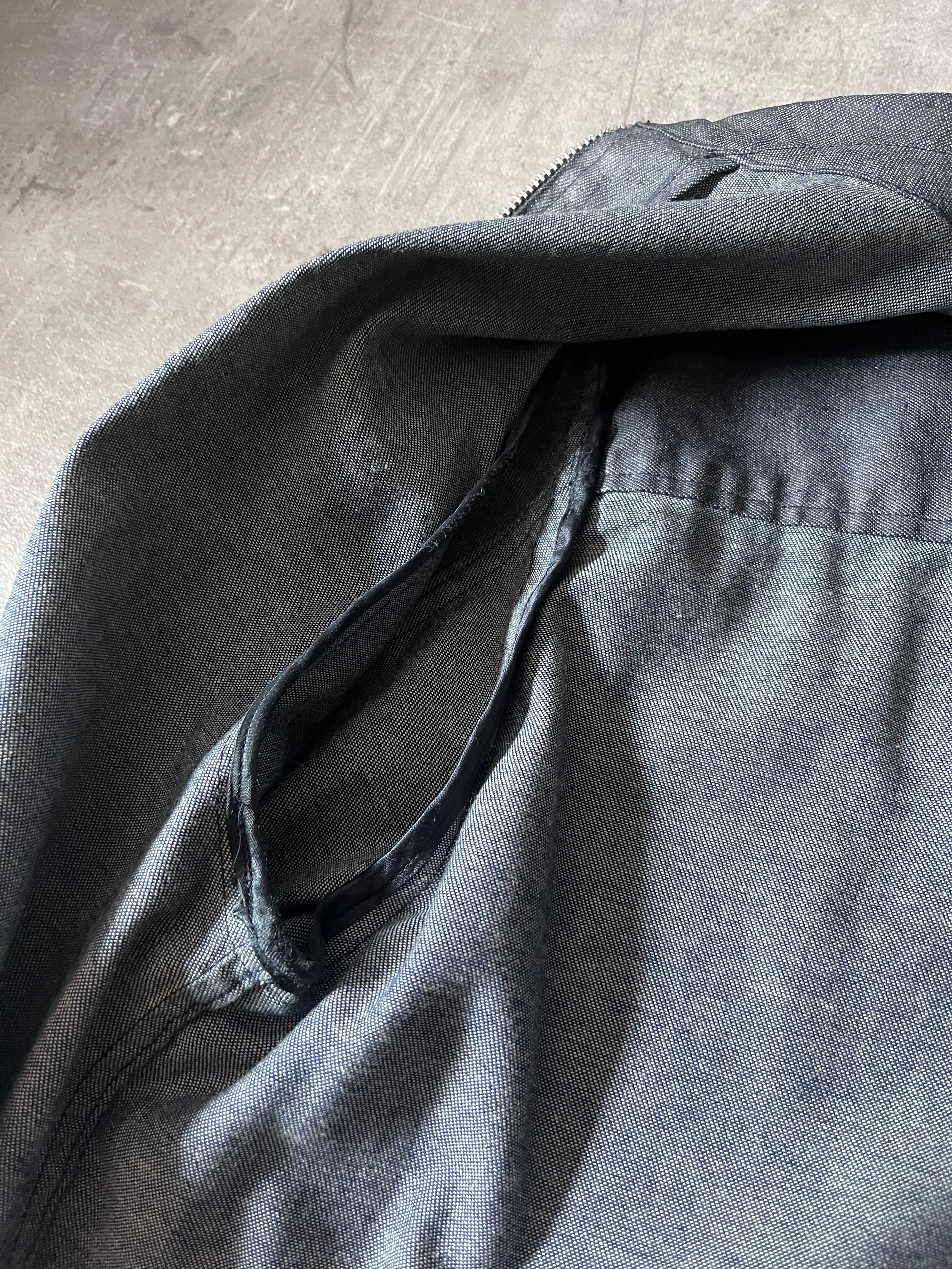 90s Carol Christian Poell Denim Polyurethane Waxed Cropped Jacket Blue Men - M