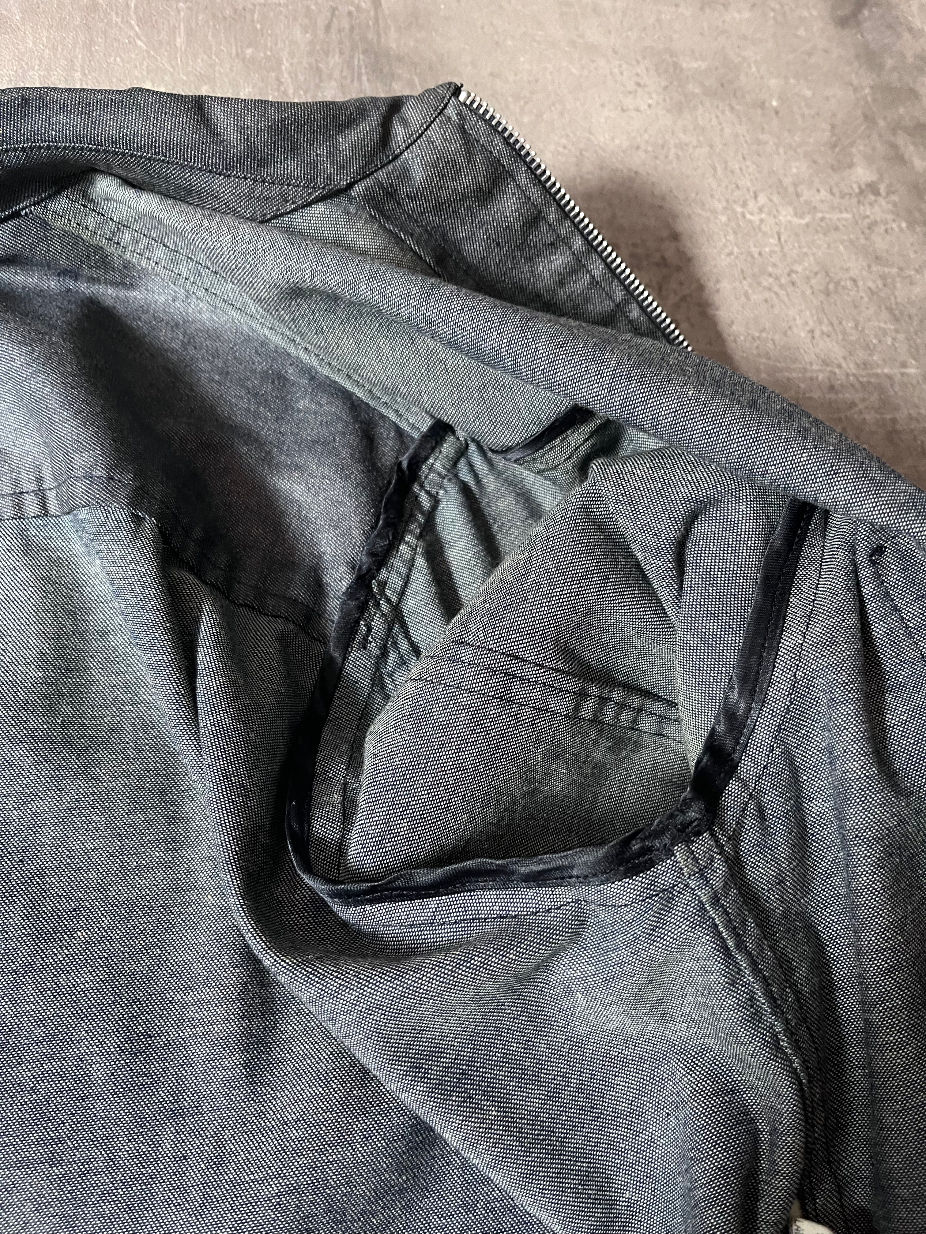 90s Carol Christian Poell Denim Polyurethane Waxed Cropped Jacket Blue Men - M