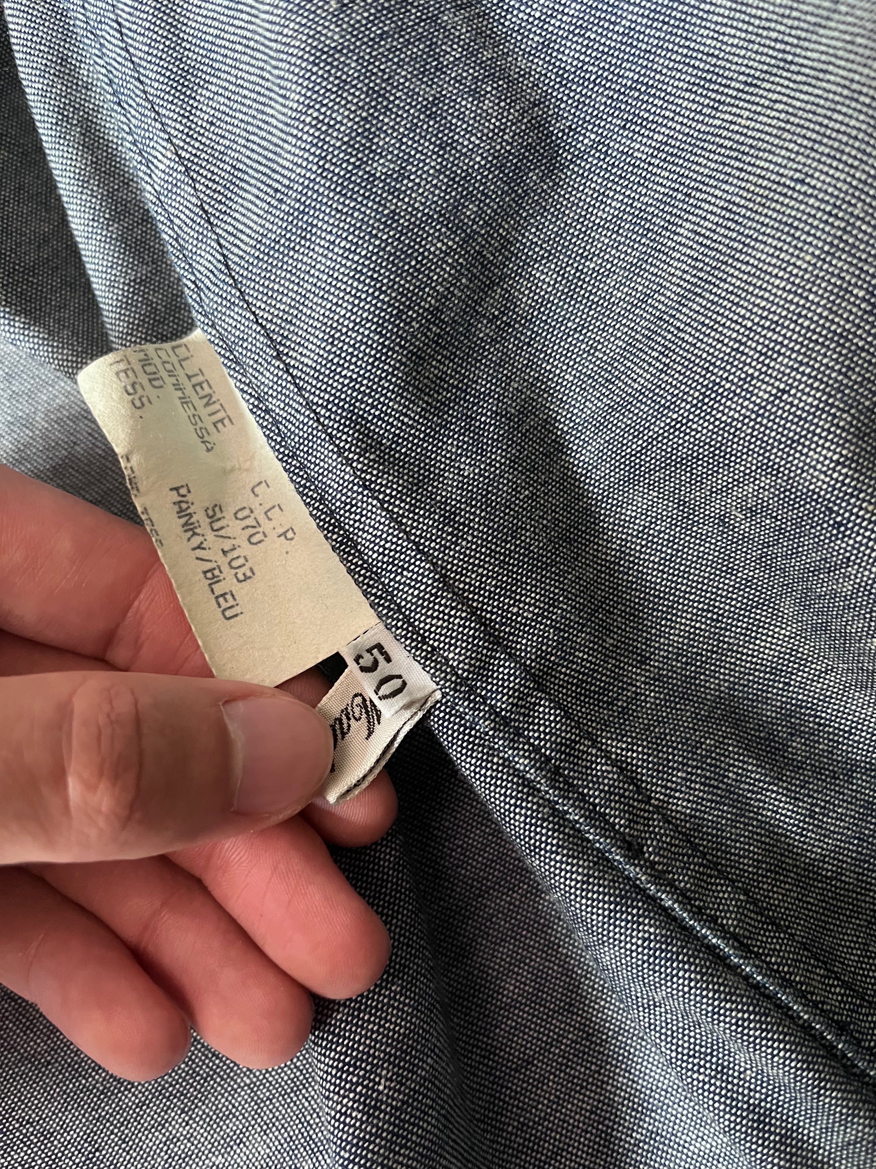90s Carol Christian Poell Denim Polyurethane Waxed Cropped Jacket Blue Men - M