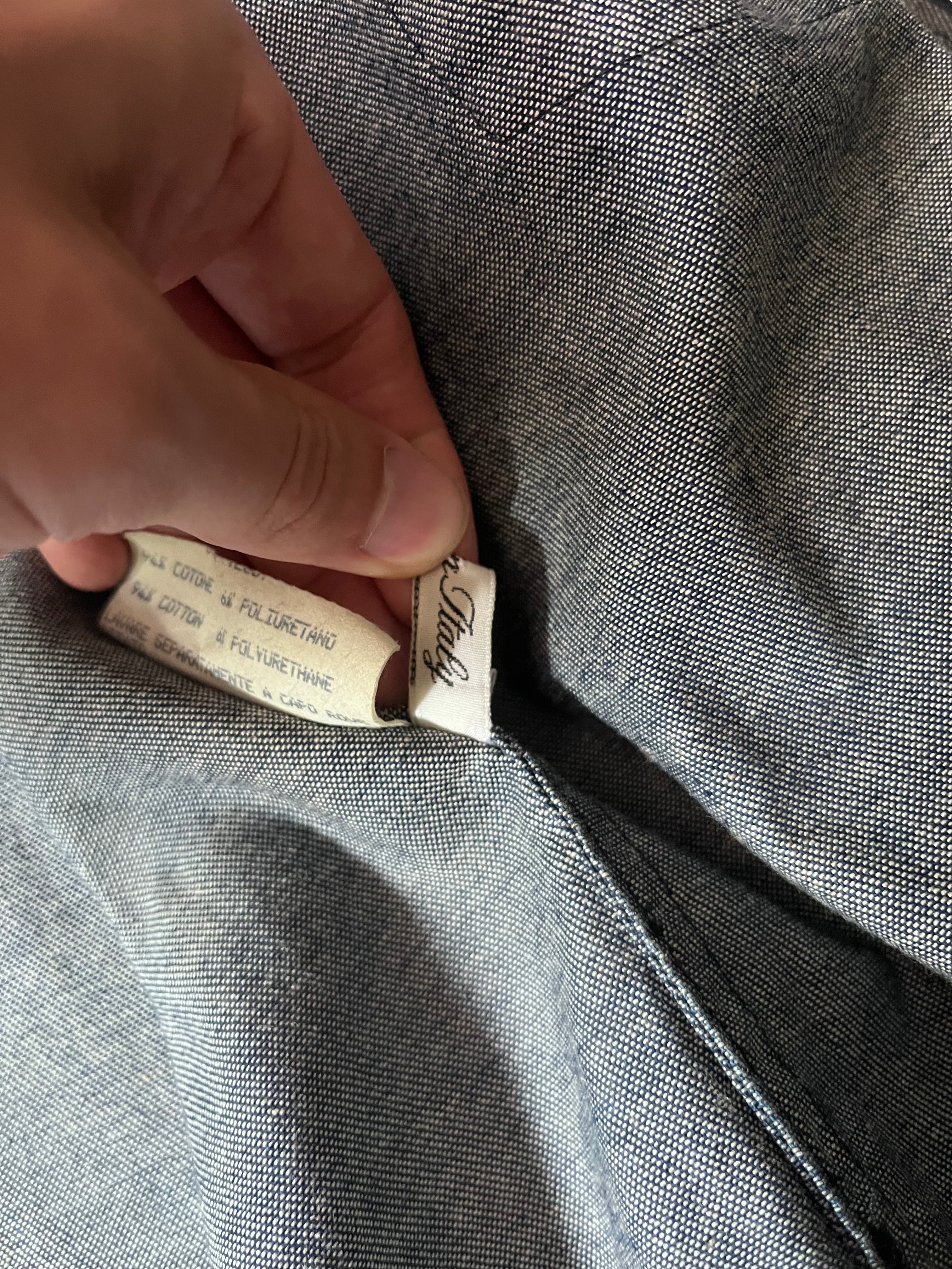 90s Carol Christian Poell Denim Polyurethane Waxed Cropped Jacket Blue Men - M