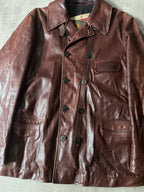 Dries Van Noten Vintage Leather Double Breasted Coat Red Men - L