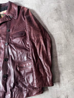 Dries Van Noten Vintage Leather Double Breasted Coat Red Men - L