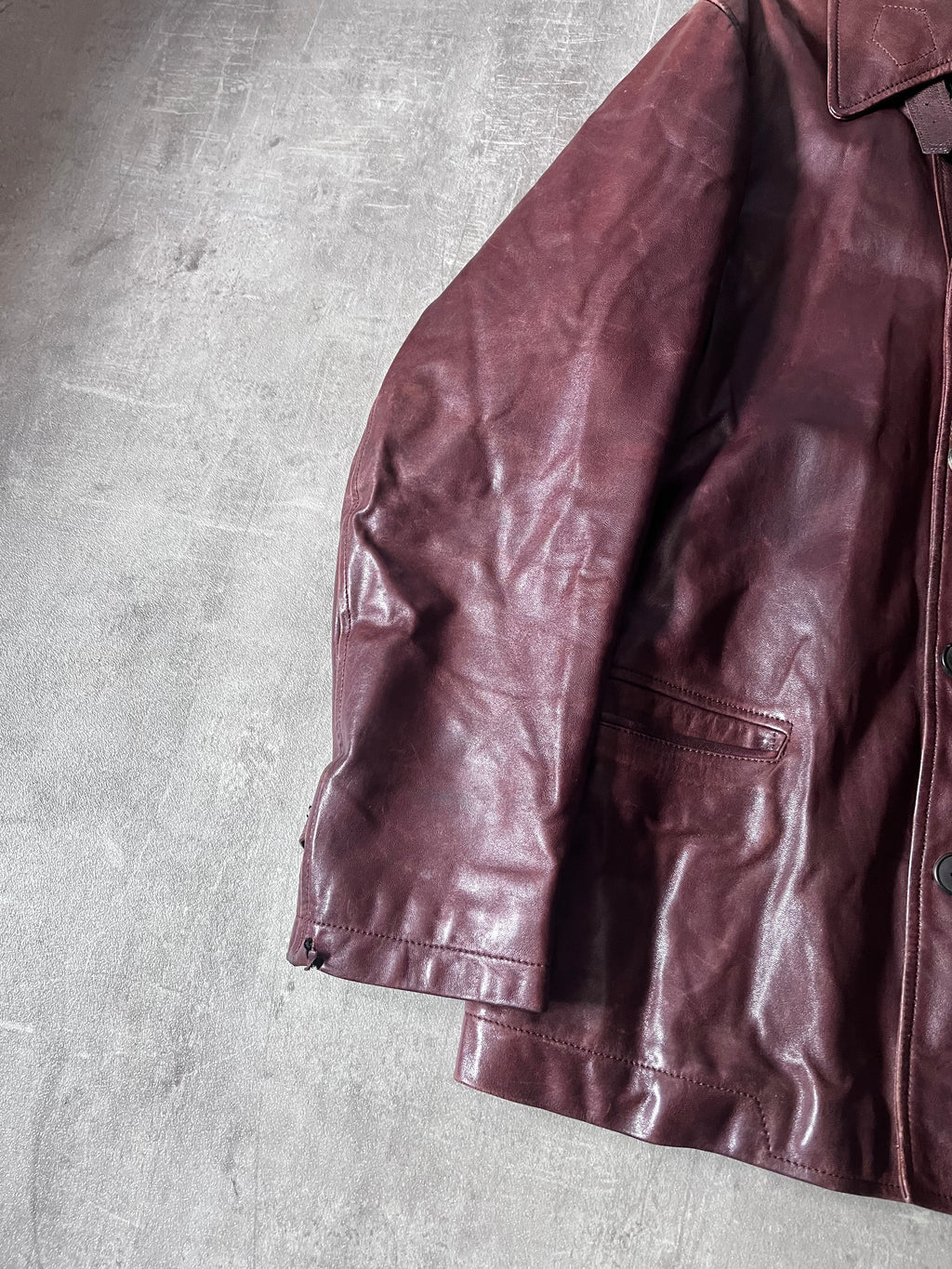 Dries Van Noten Vintage Leather Double Breasted Coat Red Men - L