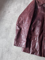 Dries Van Noten Vintage Leather Double Breasted Coat Red Men - L