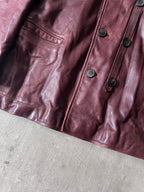 Dries Van Noten Vintage Leather Double Breasted Coat Red Men - L