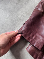 Dries Van Noten Vintage Leather Double Breasted Coat Red Men - L