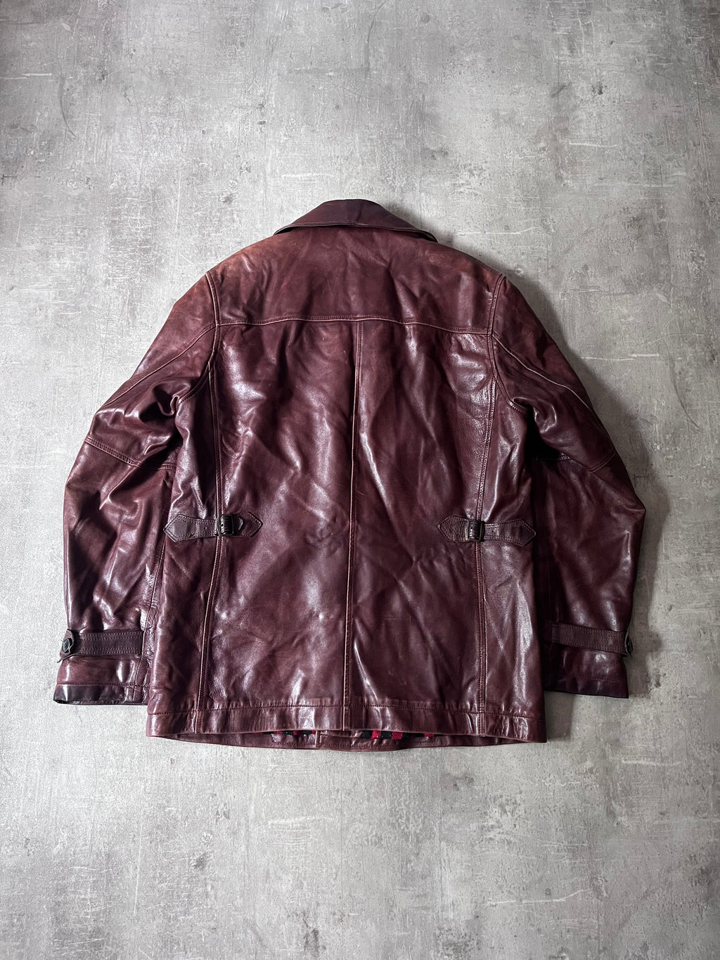 Dries Van Noten Vintage Leather Double Breasted Coat Red Men - L