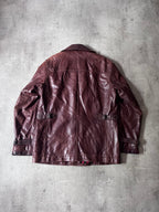 Dries Van Noten Vintage Leather Double Breasted Coat Red Men - L