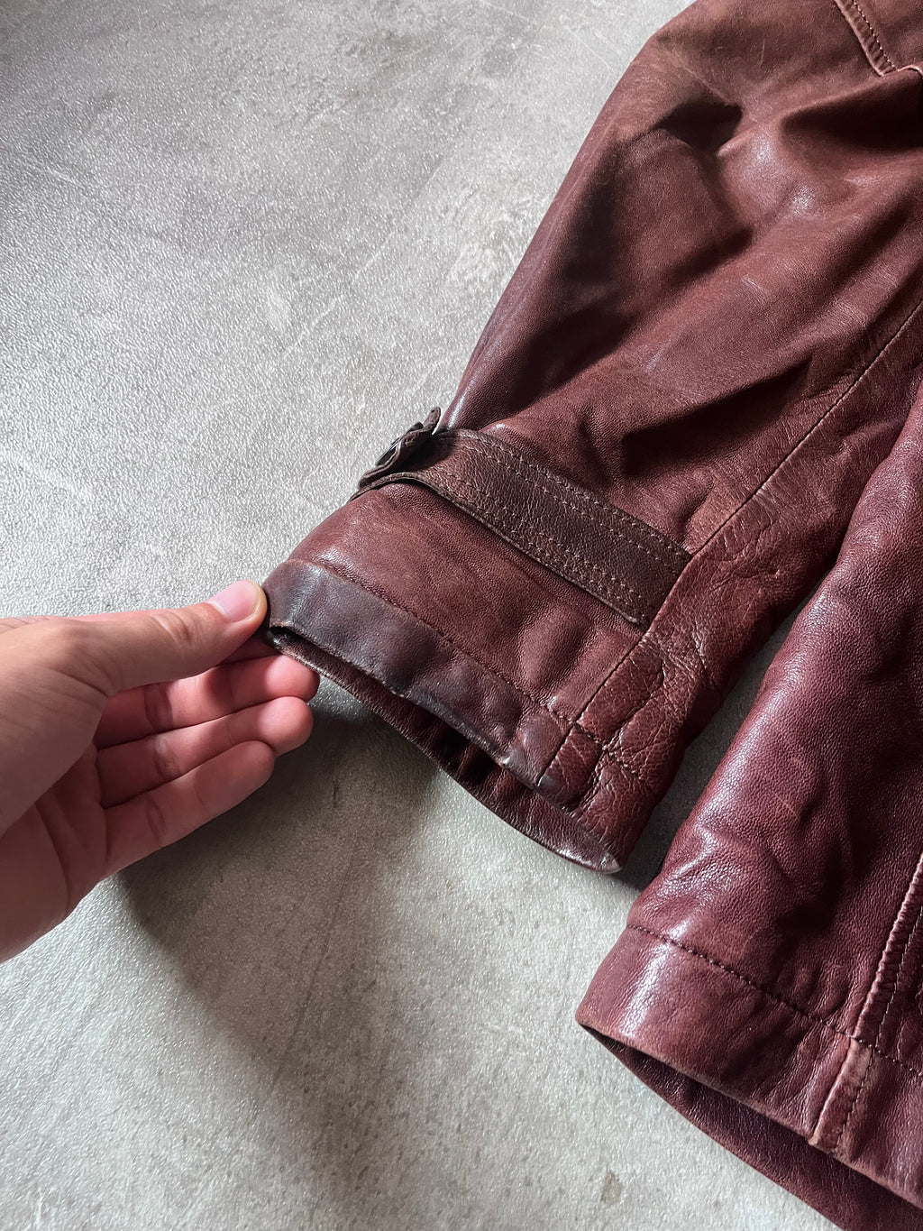 Dries Van Noten Vintage Leather Double Breasted Coat Red Men - L