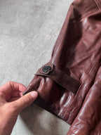 Dries Van Noten Vintage Leather Double Breasted Coat Red Men - L