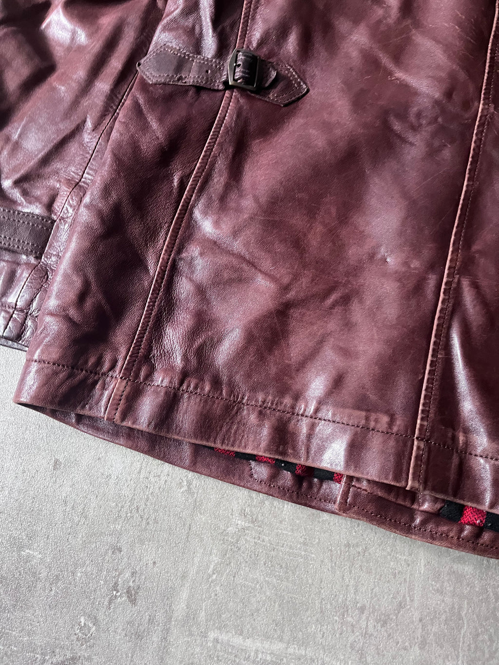 Dries Van Noten Vintage Leather Double Breasted Coat Red Men - L