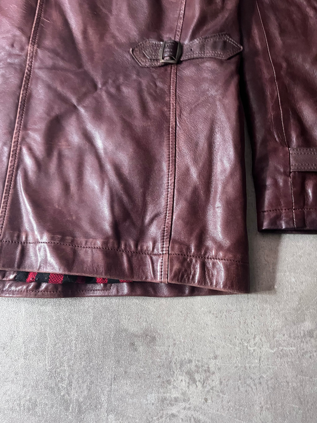 Dries Van Noten Vintage Leather Double Breasted Coat Red Men - L