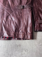 Dries Van Noten Vintage Leather Double Breasted Coat Red Men - L
