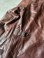 Dries Van Noten Vintage Leather Double Breasted Coat Red Men - L