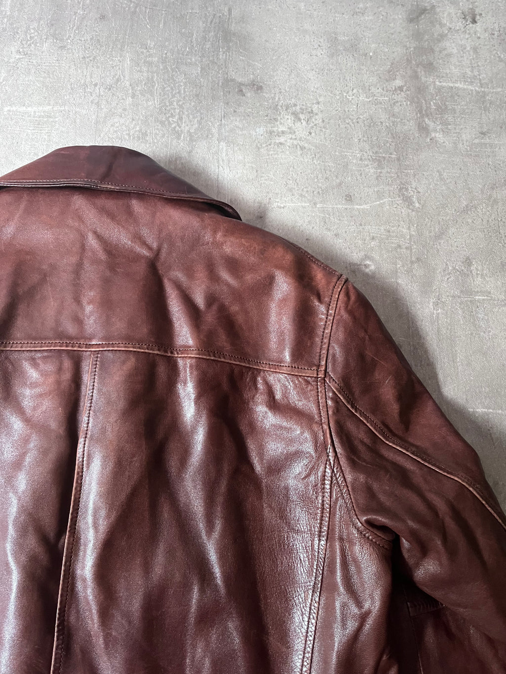 Dries Van Noten Vintage Leather Double Breasted Coat Red Men - L