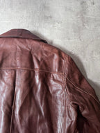 Dries Van Noten Vintage Leather Double Breasted Coat Red Men - L