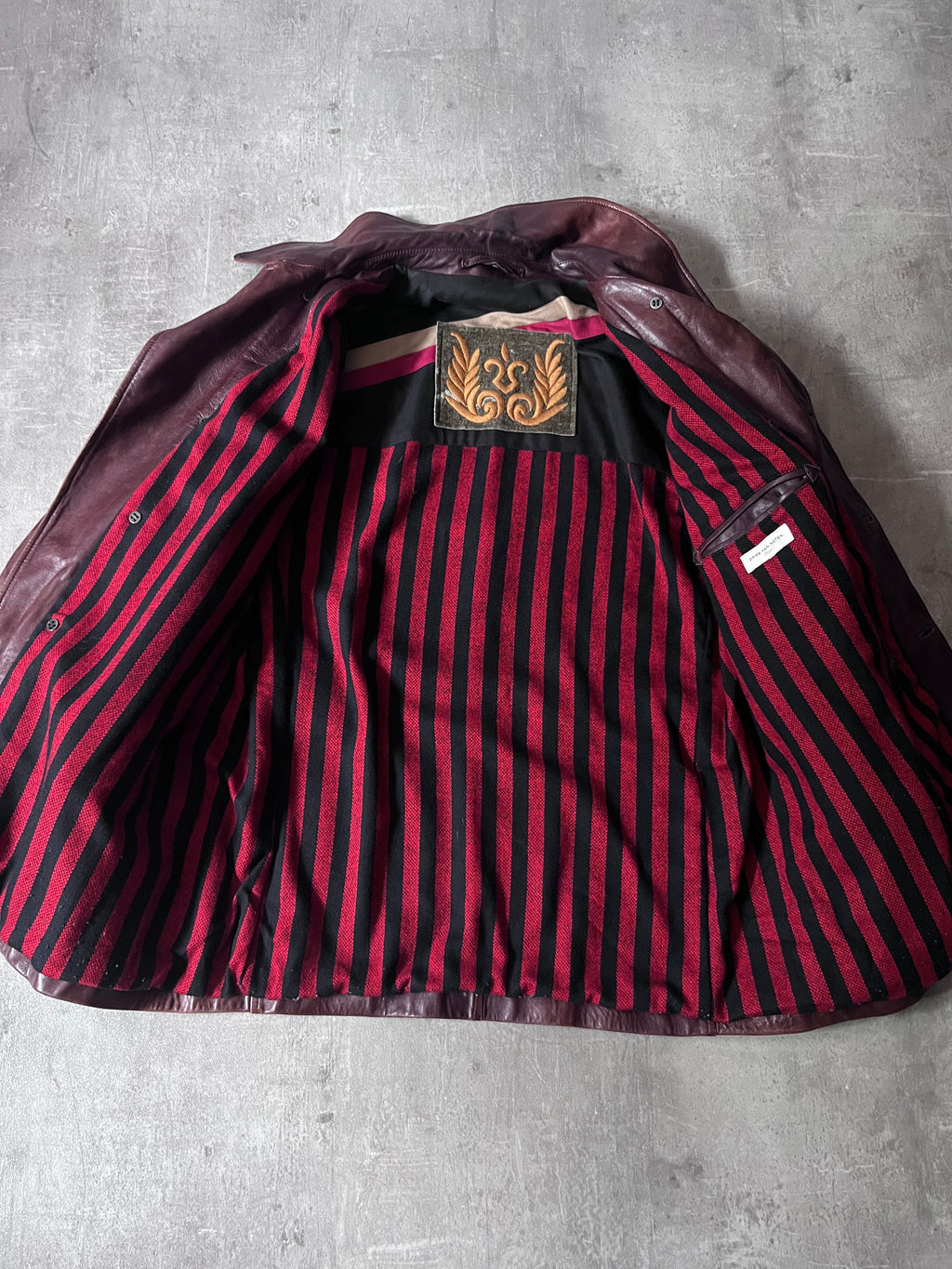 Dries Van Noten Vintage Leather Double Breasted Coat Red Men - L