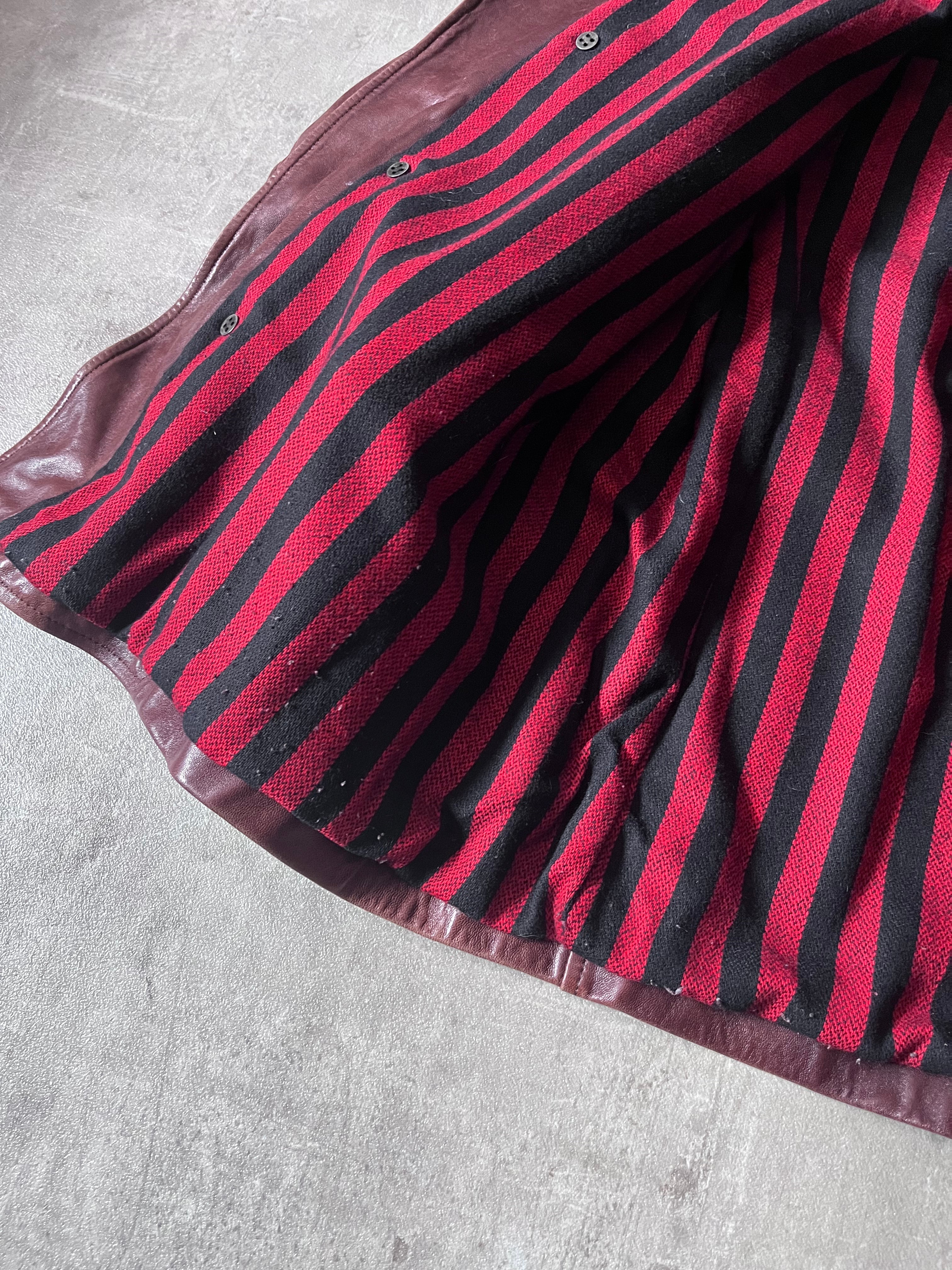 Dries Van Noten Vintage Leather Double Breasted Coat Red Men - L