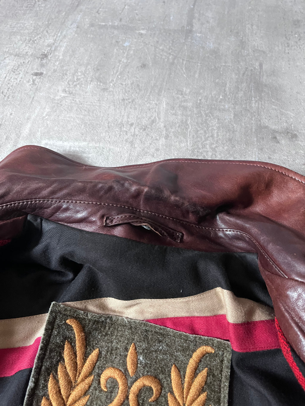 Dries Van Noten Vintage Leather Double Breasted Coat Red Men - L