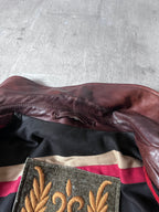 Dries Van Noten Vintage Leather Double Breasted Coat Red Men - L