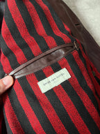 Dries Van Noten Vintage Leather Double Breasted Coat Red Men - L