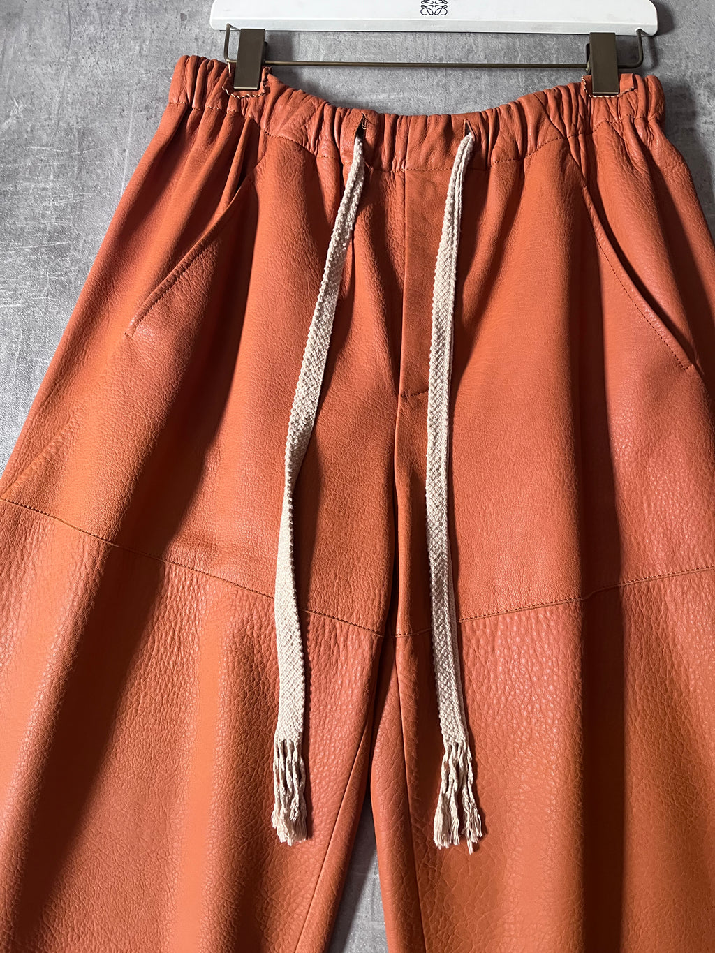 Loewe Leather Cropped Pants Orange Men - M