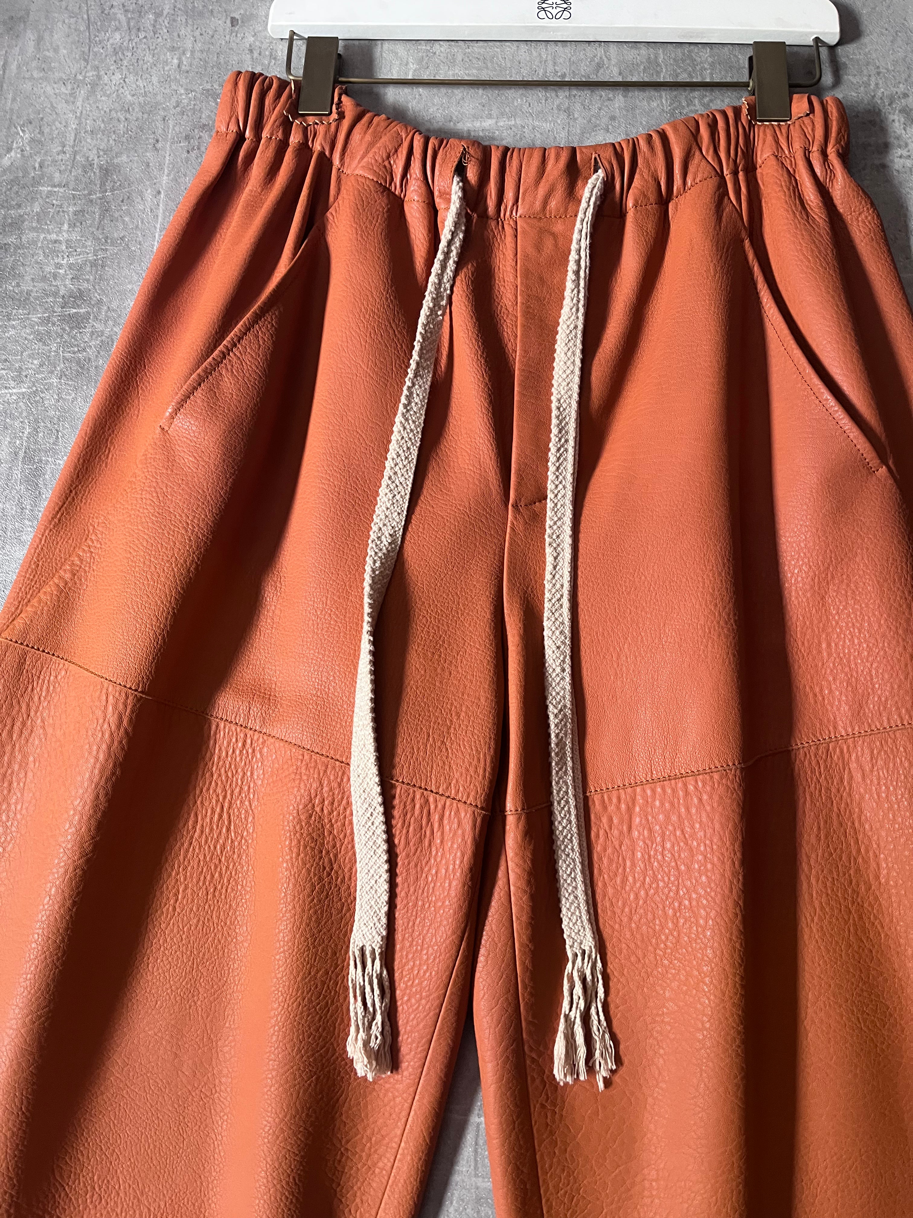 Loewe Leather Cropped Pants Orange Men - M