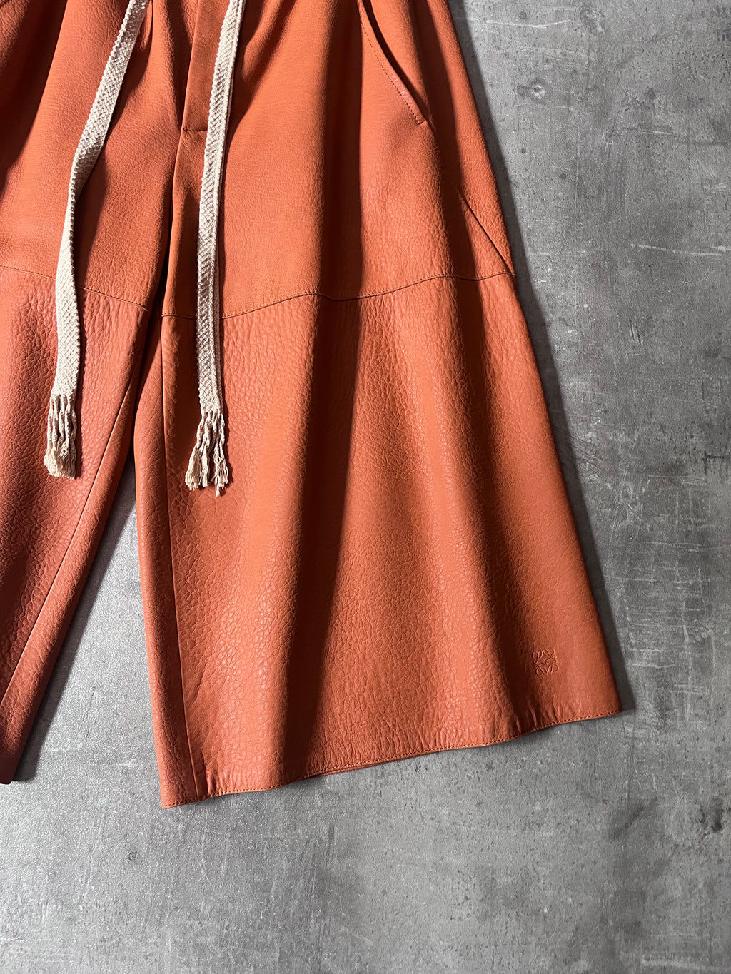 Loewe Leather Cropped Pants Orange Men - M