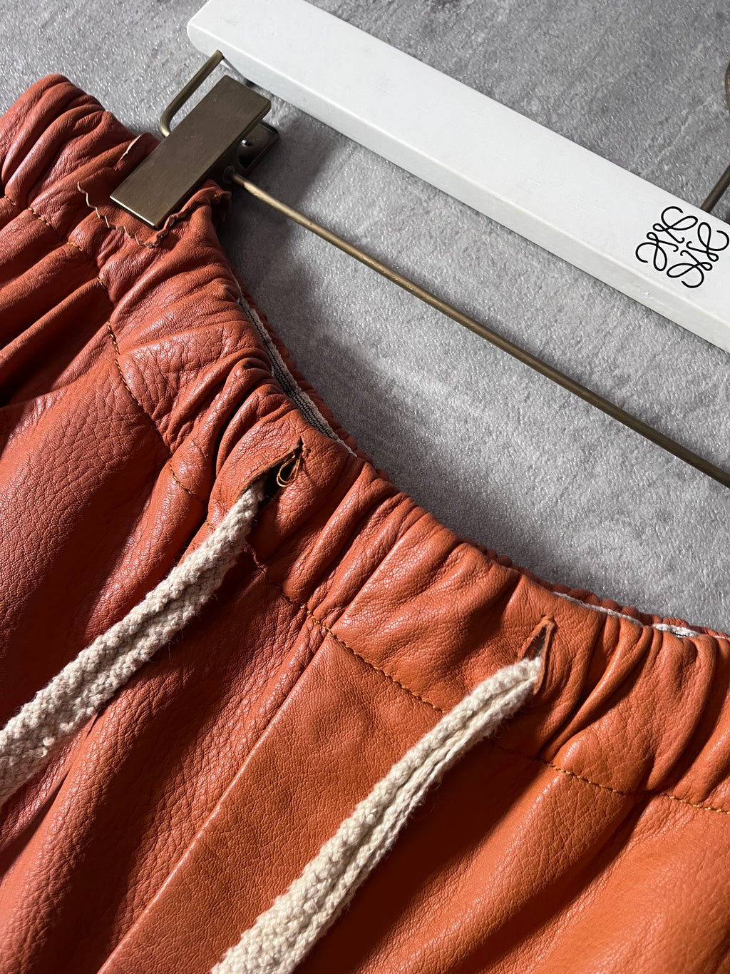 Loewe Leather Cropped Pants Orange Men - M