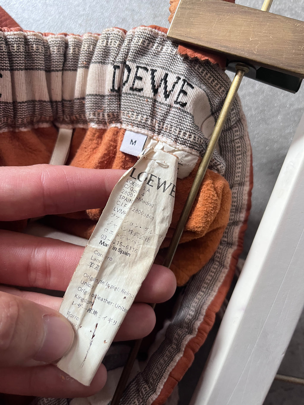 Loewe Leather Cropped Pants Orange Men - M